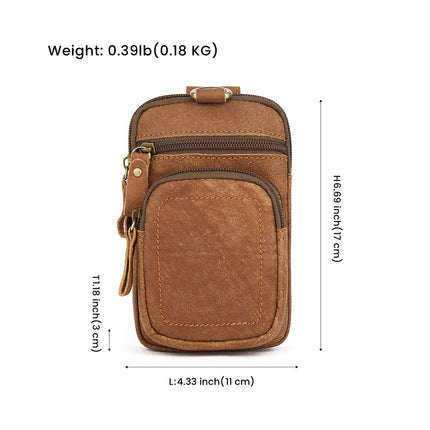 Cross-Border Hot-Selling Waist Bag, Outdoor Sports Retro Men's Bag, Genuine Leather Multi-Functional Men's Bag, Mobile Phone Bag, Waist Bag