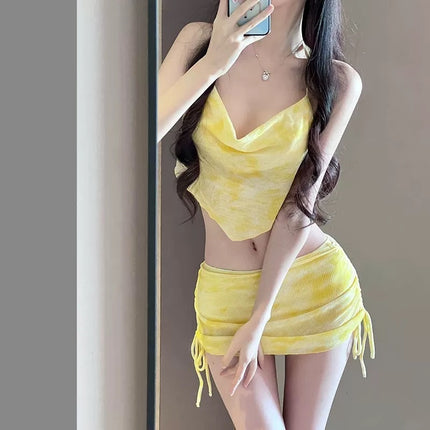 Swimsuit 2025 New Sexy Skirt Bikini Split Three-piece Blouse Slimming Holiday Beach Spa