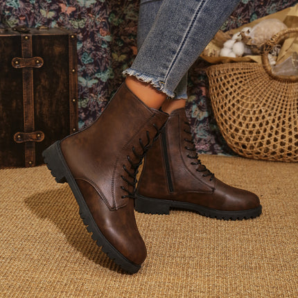 2025 Spring New Style Medium Heel Thick Heel Retro Large Size Cross-Border Mid-Calf Boots for Women Foreign Trade Round Toe Side Zipper Women's Boots