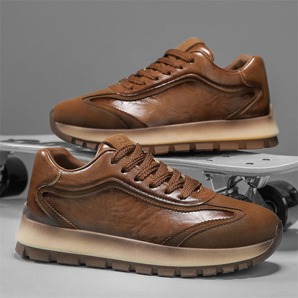 Forrest Gump Men's Shoes 2025 Autumn and Winter Trendy Brand Fashion Leather Retro Dad Shoes Trendy Versatile Thick-Soled Sneakers