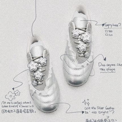 K-Style! Genuine Leather Lace Edge Flower Decoration Thick-Soled Moral Training Shoes for Women New Casual Sports Oblique Lace-Up Small Leather Shoes