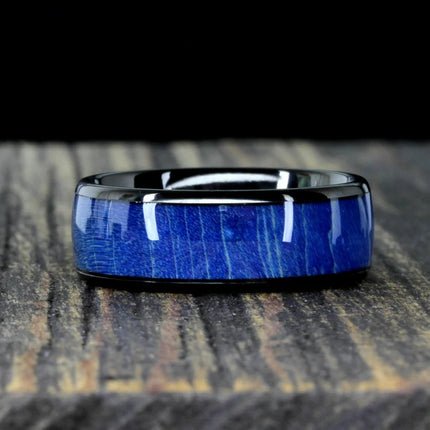 Cross-Border Popular Stainless Steel Ring European and American Men's Personalized Black Bottom Blue Wood Starry Sky Spot Ring Ring Wholesale