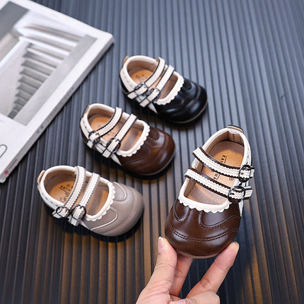 2025 Autumn New Style Girls' Single Shoes for 0-1-2 Years Old Baby Princess Shoes with Soft Soles, Simple Little Leather Shoes for Baby Girls