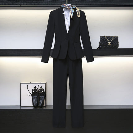 High-end professional dress winter long sleeve civil servant interview formal dress women beauty salon jewelry overalls professional temperament