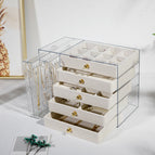 Off-white 5-layer velvet + 2-layer transparent drawer / 24.6*13*17.5