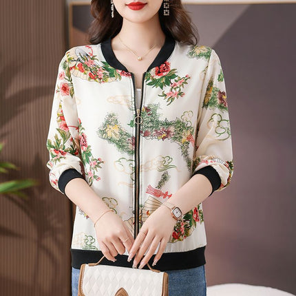 Summer Mom Short Coat Sun Protection Clothing Fashionable Printed Small Women's Large Size Thin Jacket Sun Protection Clothing