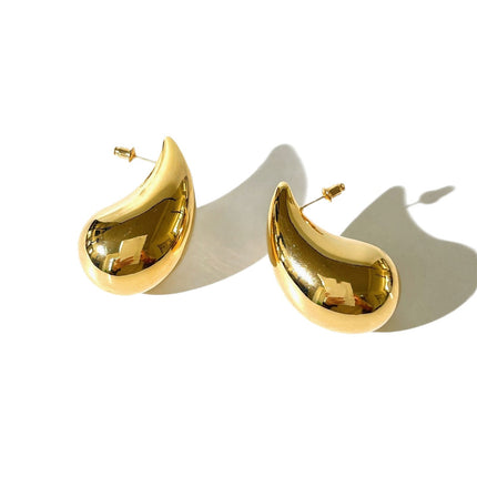 European and American fashion explosions cold wind large and small water droplets smooth hollow 18K gold high texture ladies earrings earrings