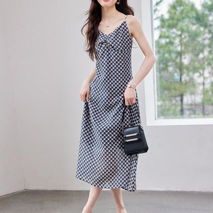 Fairy-Like Ultra-Fairy Style Spaghetti Strap Floral Dress Cardigan Elegant Petite Outfit Complete Chiffon Women's Dress