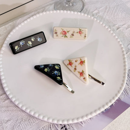 Ins Blogger Same Style Triangle Square Irregular Hairpin Spring and Summer Niche Retro All-match Flower Side Clip