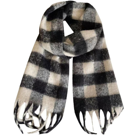 Cross-Border Imitation Cashmere Plaid Scarf for Women Autumn and Winter Thickened Warm Shawl Dual-Purpose Student Maillard Scarf Wholesale