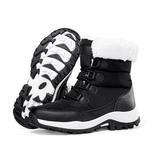 2025 Cross-Border New Winter Velvet Thickeneded Warm and Wear-Resistant Outdoor Hiking Shoes Snow Boots Women's Shoes High-Top Cotton Shoes