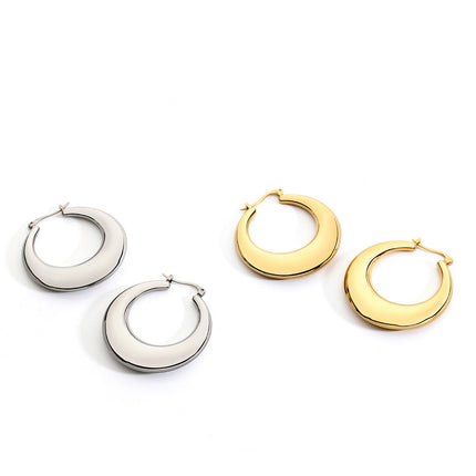 European and American Simple Round Smooth Earrings Women's Golden Small Hoop Earrings Cuff Earrings Fashion Jewelry Party