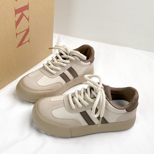6354 Maillard Women's Training Shoes, 2024 Autumn Low-Top Thick-Soled Brown Beige Casual Retro Vintage Style