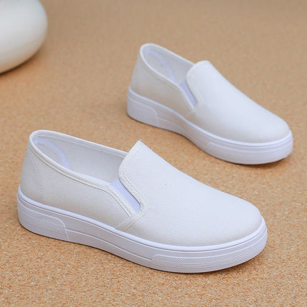 Wholesale and retail summer women's work shoes nurse small white shoes old Beijing cloth shoes non-slip flat sole pedal solid color