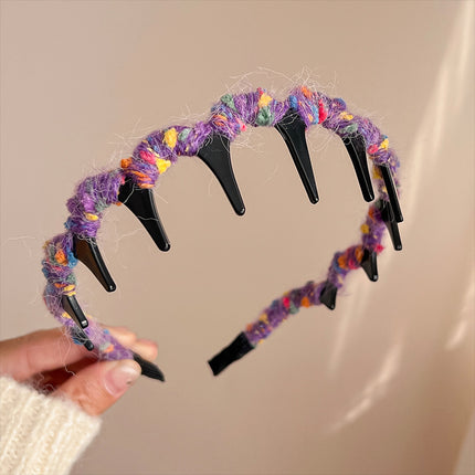 Plush Leopard Print Headband for Women, Autumn Hair Accessory for Tidying up Stray Hair, High Cranial Headband, Hair Clip, Hair Accessory, Korean Style Headband