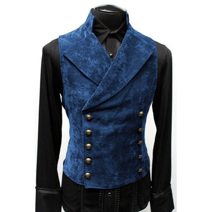 2024 Foreign Trade Autumn and Winter Men's Cross-border Wish Trendy Korean Suit Stand Collar Suede Double-breasted Jacket Vest