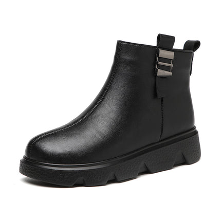 Mother's Shoes Winter Elderly Non-slip Cotton Shoes Autumn and Winter Warm Middle-aged Winter Short Boots Middle-aged Women's Shoes fleece-lined Leather Shoes