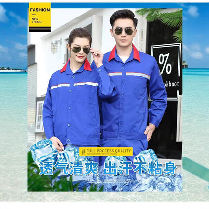 Workwear Suit for Men and Women, Anti-Static, Spring and Autumn Single-Layer Work Clothes, Long-Sleeved Professional Workwear for All Seasons