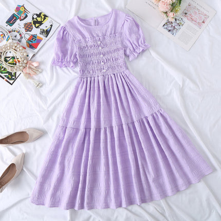 New Design Niche Skirt, Feminine, Slim Waist, French Mid-length, Western Style Short-sleeved Dress