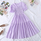 Purple beaded short sleeve dress / S