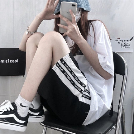 2023 Summer New Arrival Five-point Pants Women's High Waist Loose Casual Sports Pants Students Korean Style Straight Shorts Ins Trendy