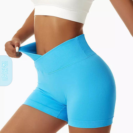 European and American Outdoor Yoga Shorts Elastic High Waist Running Fitness Tight Peach Hip Seamless Sports Shorts for Women