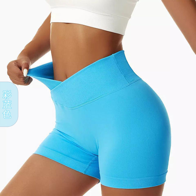 European and American Outdoor Yoga Shorts Elastic High Waist Running Fitness Tight Peach Hip Seamless Sports Shorts for Women