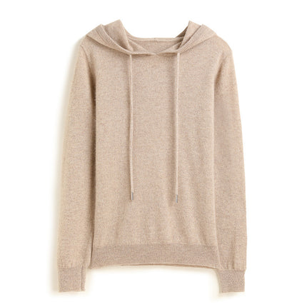 Autumn and Winter Cashmere Hoodie Women's Loose Thin Hooded Knitwear Knitwear Bottoming Outer Wear Sweatshirt Work Clothing Cross-Border