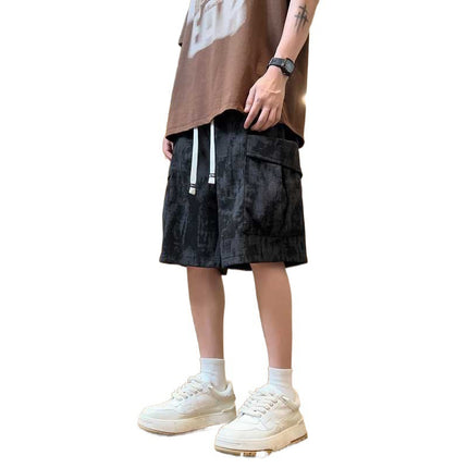 Men's Summer Sports Shorts Casual Corduroy Knee-Length American Style Trendy Basketball Loose Multi-Pocket Mid-Length Shorts
