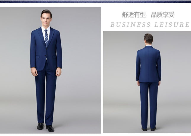 2024 Autumn and Winter Suit suit Men's Two-Piece Set Royal Blue Korean Fashion Youth Slim-Fit Wool Suit