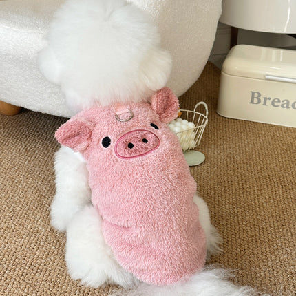 Winter New Ins Style fleece-lined Warm Pet Dog Cat Clothes Teddy Bixiong VIP Cartoon Embroidered Vest