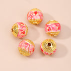 4. red lotus pattern ball beads 10mm