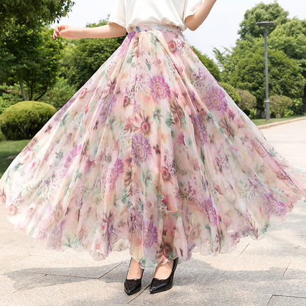 European and American Printed Skirt for Women Amazon 2025 Summer New Casual Seaside Vacation Long Skirt Skirt