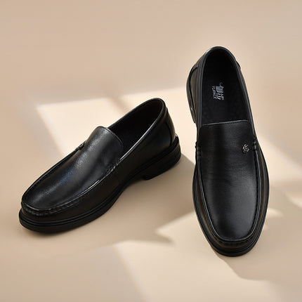 Yubu Men's Casual Leather Shoes Genuine Leather Elegant Men's Shoes Napa Cowhide Slip-on Foot Breathable Stinker-Deodorant Lazy Shoes