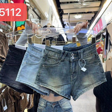 Actual Photos of the Gear, New High-Waisted A-Line Denim Shorts for Sexys, Slimming Look, High-Waisted, Hip-Lifting, Tight-Fitting Hot Pants 5112