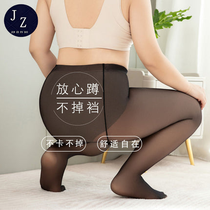 Large size black skin plus fat leggings fake meat stockings anti-hook silk pantyhose spring and autumn winter rich sister tights