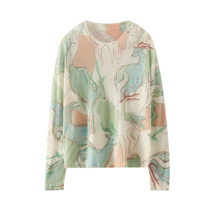 [120 water-soluble] worsted ultra-fine water-soluble wool ink painting round neck skin-friendly thin knitted base shirt