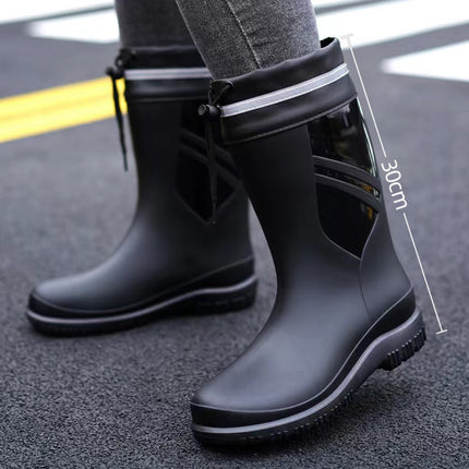 Cross-border Waterproof Shoes Men's Rain Shoes Fashion Thickened Rain-proof Rubber Shoes Work Anti-slip Fishing Kitchen Rain Boots for Foreign Trade