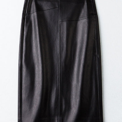 Haining Leather Skirt for Women 2025 Autumn and Winter New High-Waisted Slimming Mid-Length Pencil Skirt Made of Sheepskin Wholesale
