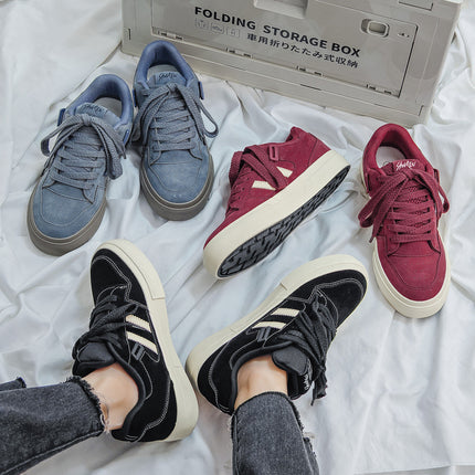 2025 New Fashion Low-top Niche Casual Men's Shoes All-match Fashion wine red Bread Shoes Student Board Shoes