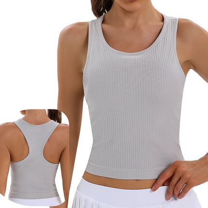 Cross-border lulu Yoga Vest Women's Wear Beauty Back Vest with Chest Pad Sleeveless Running Sports Fitness Wear