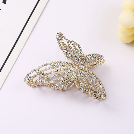 Butterfly Pearl Rhinestone hair clip women's back head updo elegant hair grip luxury headdress hair volume shark clip