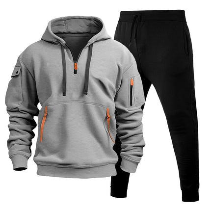 Cross-Border Autumn and Winter Men's Sweatshirt Hoodie Zipper Multi-Pocket Pullover Men's Sports and Leisure Suit