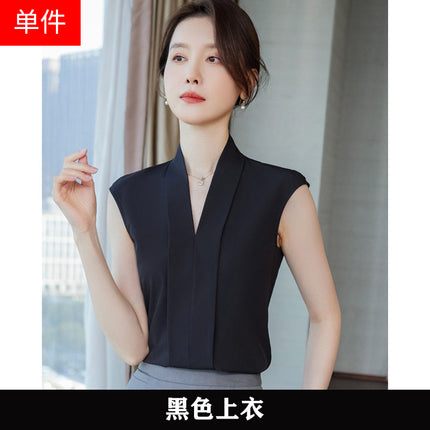 Broadcasting host's suit with women's suit long sleeve shirt base vest formal dress art examination mirror shirt