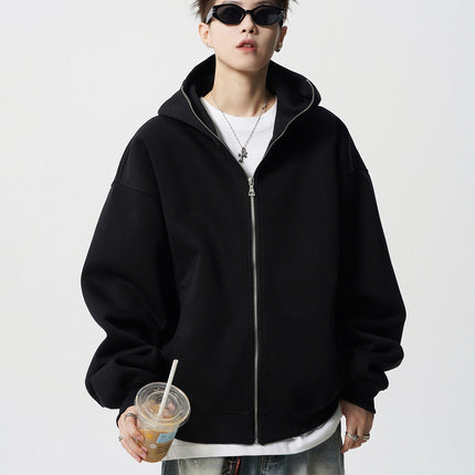 American Style High Street Cardigan Jacket Men's Winter Fashion Brand Heavy Thickened Warm Hooded Sweater cleanfit Sports Hoodie