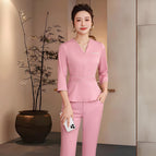 Pink mid-sleeve trousers / S