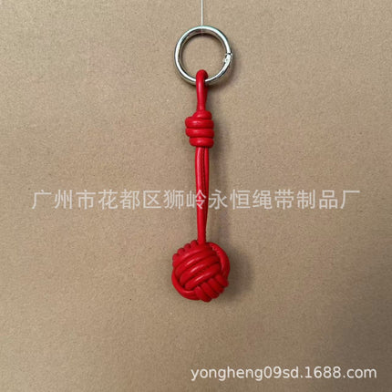 Car Keychain Bag Couple Exquisite Gift Soft Sheepskin Handmade Woven Tennis Ball Monkey Fist Hanging Bag