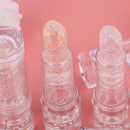 3Color Glitter Color-Changing Lip Balm,Anti-Drying and Long-Lasting Moisturizing Lip Oil, Moisturizing Jelly Lipstick Makeup