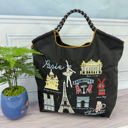 ball chain Japanese high quality eco-friendly shopping bag embroidered hand canvas bag nylon shopping bag