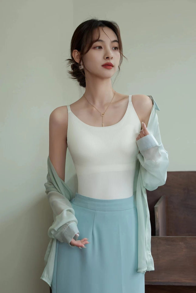 Summer Thin Seamless Underwear with Beautiful Back Design, Integrated Anti-Gravity Lifting Bra, Women's Gathered Soft Support Vest